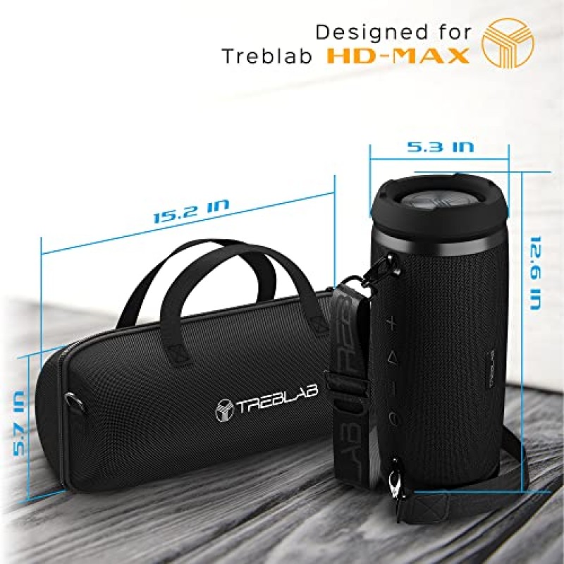 TREBLAB CB-Max - TREBLAB HD-Max 무선 Bluetooth 스피커용 기존 휴대용 케이스 - 5.5 x 12.6 x 5.3인치 이하의 모든 휴대용 스피커와 호환 가능