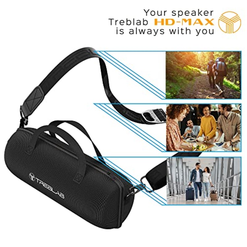 TREBLAB CB-Max - TREBLAB HD-Max 무선 Bluetooth 스피커용 기존 휴대용 케이스 - 5.5 x 12.6 x 5.3인치 이하의 모든 휴대용 스피커와 호환 가능