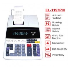 샤프 EL-1197PIII 견고한 컬러 인쇄 계산기(시계 및 달력 포함)
