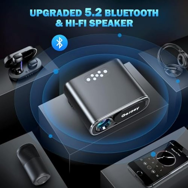 【자동 초점】100인치 화면을 갖춘 WiFi-6 및 Bluetooth 5.2 프로젝터, Goiaey 20000L 네이티브 1080P 야외 영화 프로젝터 4K 지원, 자동 6D 키스톤, 홈 시어터/전화기/TV 스틱용 스마트 프로젝터