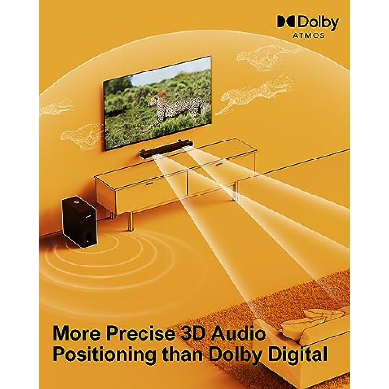 TV용 ULTIMEA Dolby Atmos 사운드 바, TV 스피커용 3D 서라운드 사운드 시스템, 서브우퍼가 포함된 TV용 2.1 사운드바, 홈 오디오 사운드 바, 슬림 홈 시어터 사운드 바, Nova S50 시리즈, 2023 모델