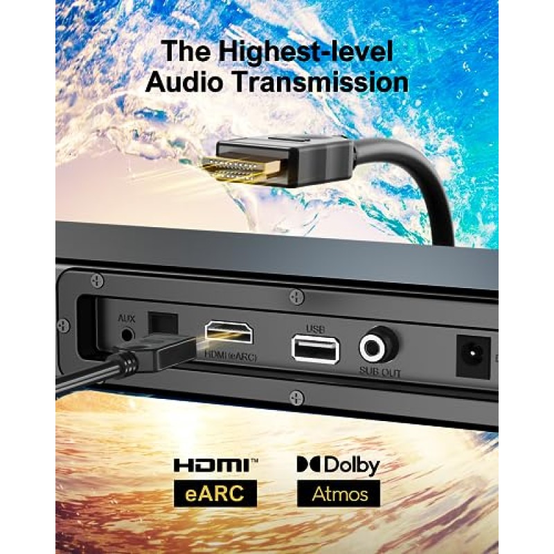 TV용 ULTIMEA Dolby Atmos 사운드 바, TV 스피커용 3D 서라운드 사운드 시스템, 서브우퍼가 포함된 TV용 2.1 사운드바, 홈 오디오 사운드 바, 슬림 홈 시어터 사운드 바, Nova S50 시리즈, 2023 모델