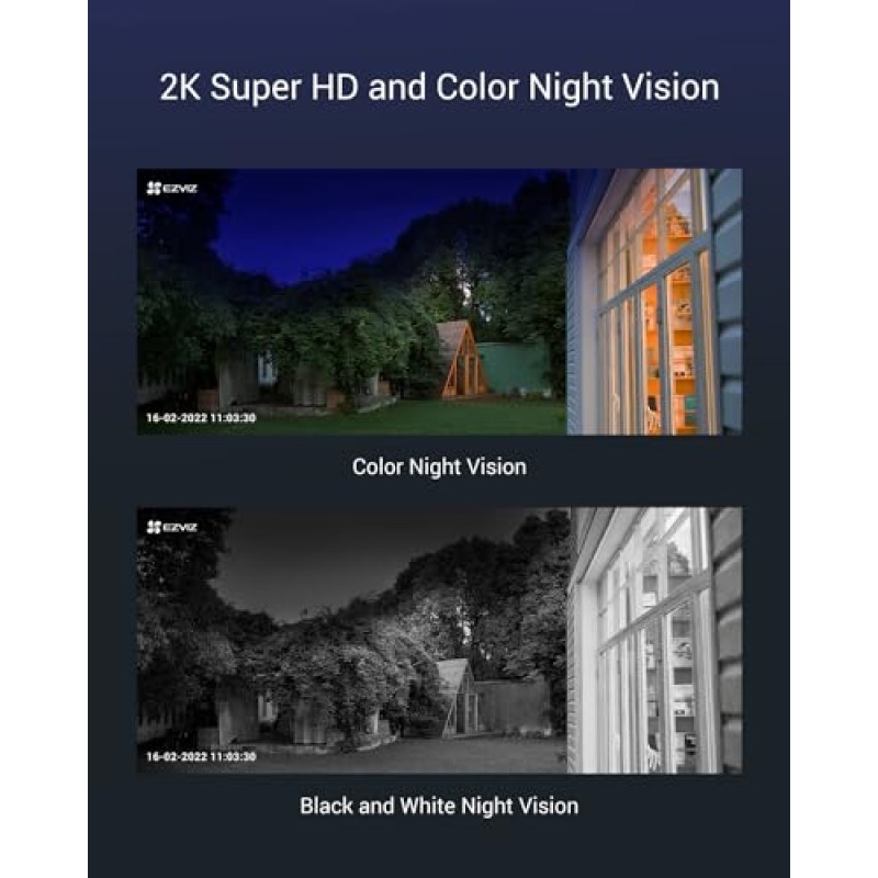 EZVIZ 배터리 구동 팬 & 틸트 2K 카메라, 무선, 360° 보기, 210일 배터리 수명, 인간 동작 감지, 자동 추적, 컬러 야간 투시경, 비바람에 견디는, 태양광 패널과 작동(CB8)