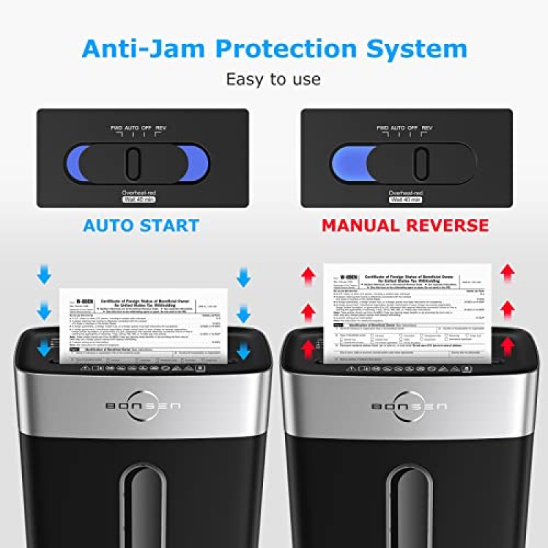 홈 오피스용 BONSEN 분쇄기, 8매 크로스컷 신용 카드 분쇄기, 가정용 소형 종이 분쇄기(4갤런 휴지통 포함), 높은 보안 수준 P-4, ETL 인증(S3101)