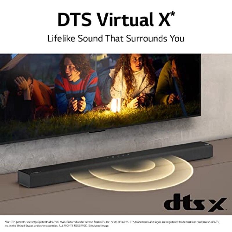 LG S65Q.DUSALLK TV용 고해상도 오디오 사운드바, DTS Virtual:X, Synergy TV, Meridian, HDMI, 무선 서브우퍼, 블랙, 3.1채널