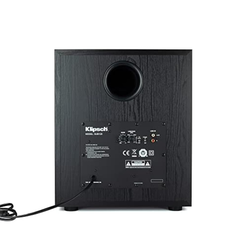 Klipsch Synergy Black Label Sub-120 12인치 전면 발광 서브우퍼(200와트 연속 및 400와트 동적 전력 및 강력한 홈 시어터 베이스를 위한 블랙 색상의 디지털 앰프)