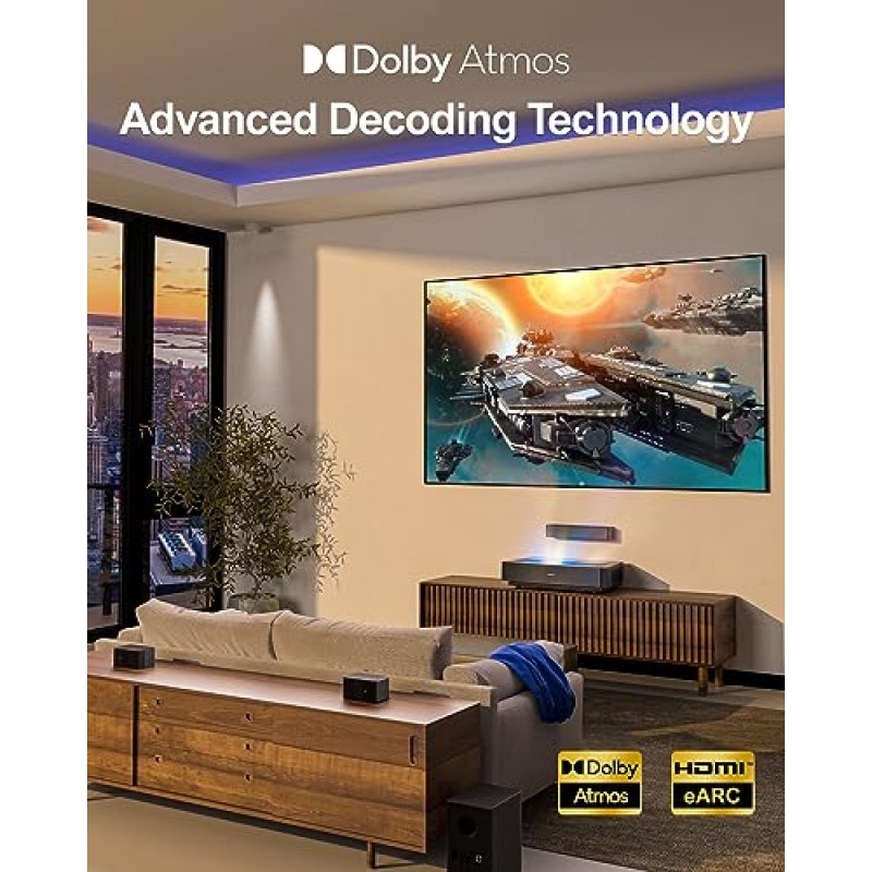 ULTIMEA 5.1 Dolby Atmos 사운드 바, 무선 서브우퍼가 포함된 TV용 서라운드 사운드 바, 3D 서라운드 사운드 시스템, 서라운드 및 베이스 조정 가능한 홈 오디오 TV 스피커, Poseidon D60 시리즈, 2023 모델