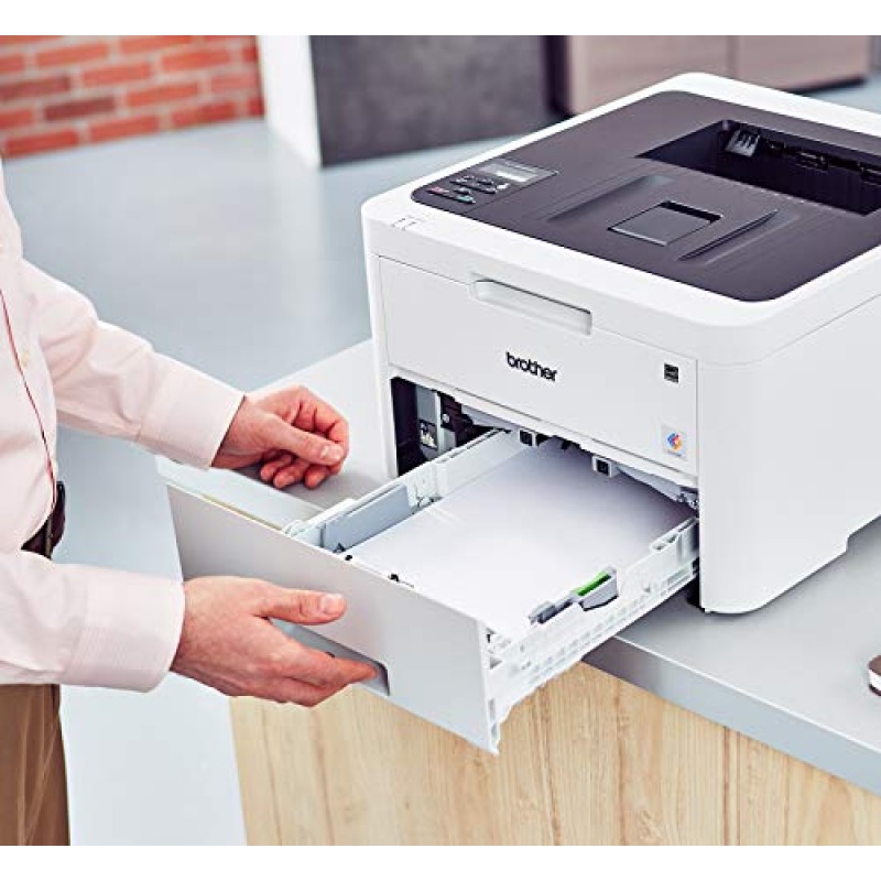 Brother HL-L3230CDW 무선 인쇄 및 양면 인쇄로 레이저 프린터 품질 결과를 제공하는 소형 디지털 컬러 프린터, Amazon Dash Replenishment 활성화, 흰색
