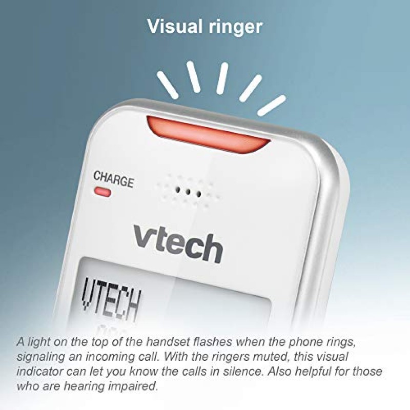 VTech VS112-27 DECT 6.0 블루투스 2 핸드셋 가정용 무선 전화기(자동 응답기, 통화 차단, 발신자 ID, 인터콤 및 셀 연결 기능 포함)(흰색)