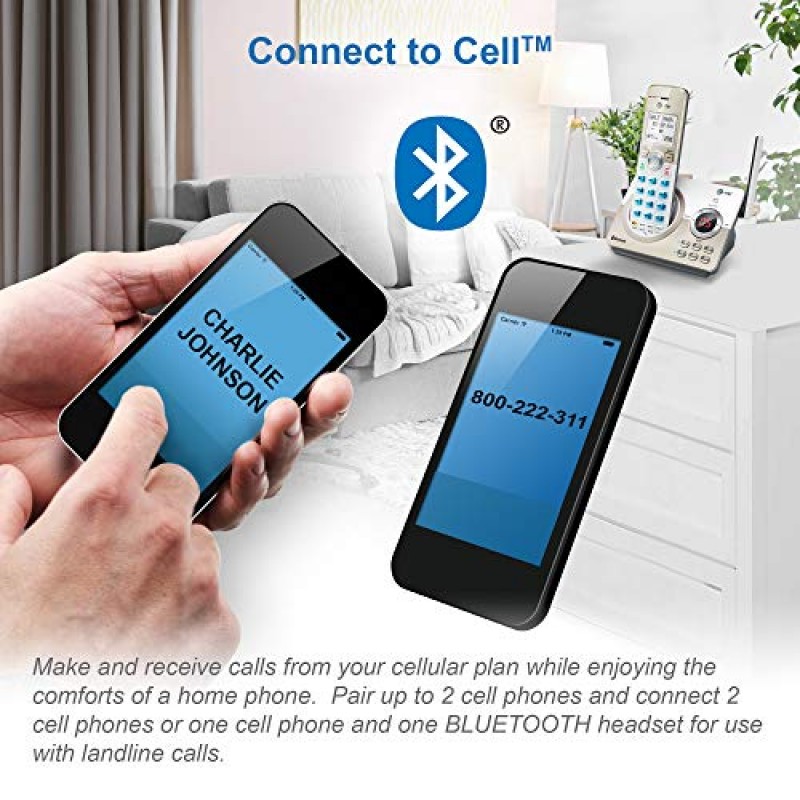 AT&T DL72219 DECT 6.0 휴대폰 연결, 통화 차단, 1.8인치 백라이트 화면, 대형 버튼, 인터콤 및 탁월한 범위를 갖춘 가정용 2핸드셋 무선 전화기