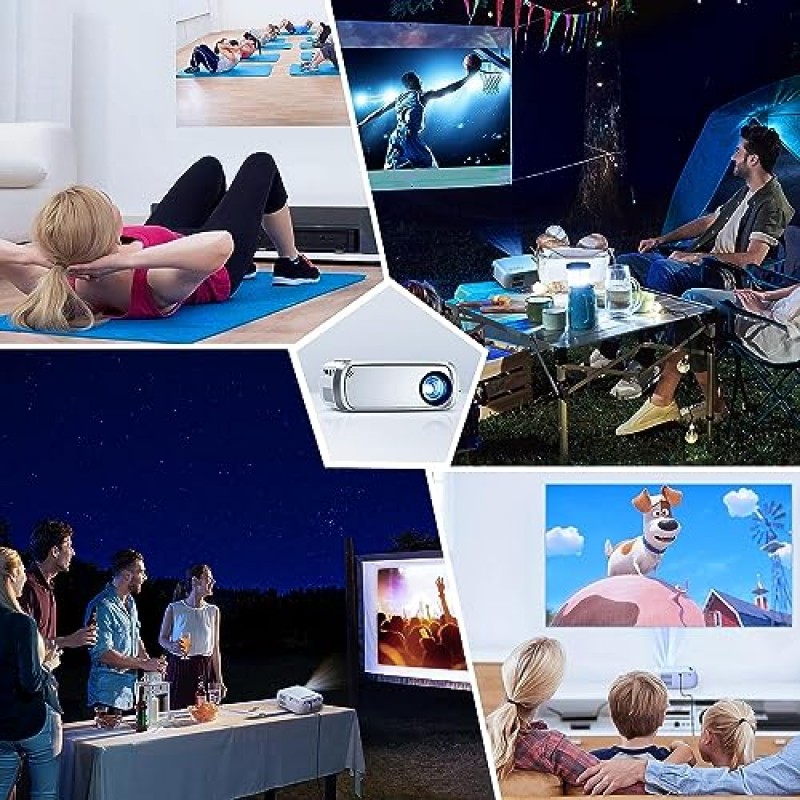 미니 프로젝터 Wifi 어린이 선물 - 무선 휴대용 프로젝터, 영화 프로젝터 지원 HD 1080P, 캠핑 비디오 홈 시어터 프로젝터에서 야외 프로젝터 사용을 위한 소형 휴대용 영화 프로젝터