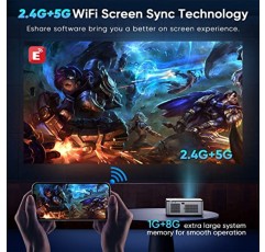 홈 시어터 게임용 WiFi 및 Bluetooth 네이티브 1080P 500 ANSI 풀 HD 휴대용 프로젝터가 포함된 프로젝터, iOS/Android/TV 스틱/PS4/HDMI/USB/PPT와 호환 가능