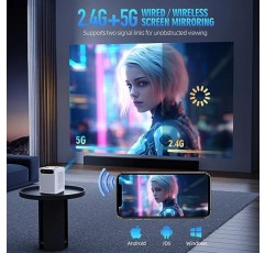 WiFi 및 Bluetooth가 포함된 프로젝터, 미니 삼각대가 포함된 5G WiFi 4K HD 20000L 휴대용 영화 프로젝터, iOS/Android/노트북/TV 스틱/HDMI/USB와 호환되는 야외 프로젝터 홈 비디오 스마트 프로젝터