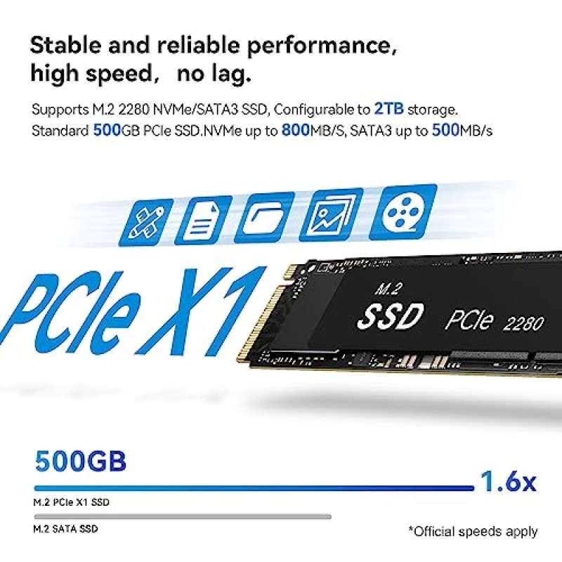 Beelink Mini S12 Pro 미니 PC, Intel 12세대 Alder Lake- N100(최대 3.4GHz), 16GB DDR4 RAM 500GB PCIe SSD, 가정용 데스크탑 컴퓨터 지원 4K 듀얼 디스플레이/USB3.2/WiFi 6/BT5.2/기가비트 이더넷 /사무실