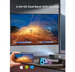 5G WiFi 및 Bluetooth를 갖춘 프로젝터, 삼각대를 지원하는 VACASSO 네이티브 1080P 휴대용 프로젝터 4K, HDMI/TV 스틱/iOS/Android/PS5와 호환되는 11000L 영화 홈 프로젝터