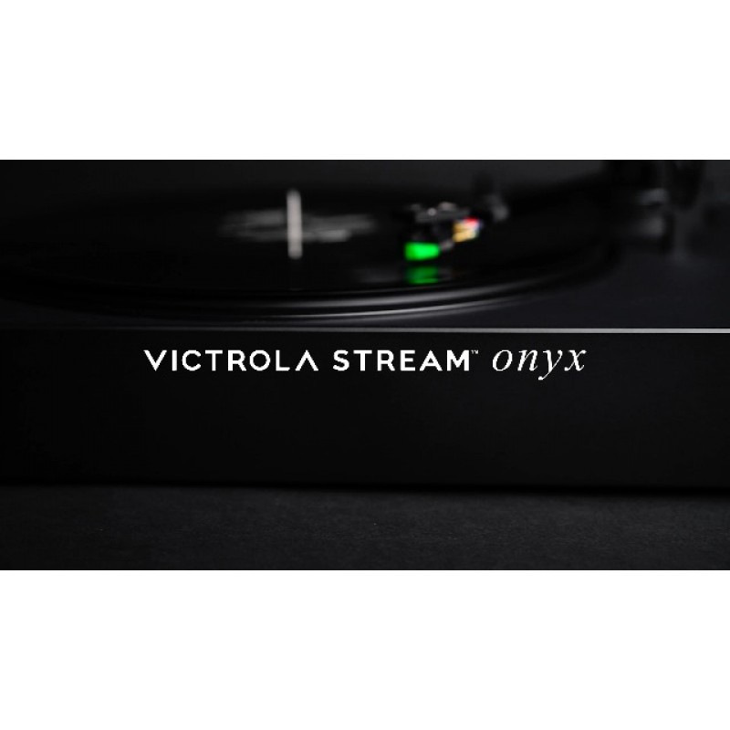 Victrola Stream Onyx 턴테이블 - 33-1/3 및 45 RPM 비닐 레코드 플레이어, Sonos와 무선으로 작동, 고정밀 자기 카트리지, 반자동, 다중 연결, 검정색 무광택 마감