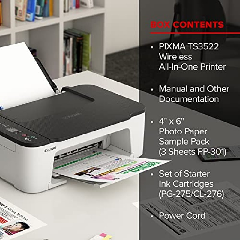 Canon PIXMA 3522 시리즈 컬러 잉크젯 복합기 프린터 | 인쇄 복사 스캔 | 무선 | 모바일 인쇄 | 1.5