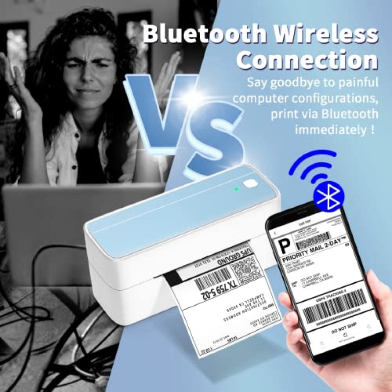 Bluetooth 열전사 배송 라벨 프린터 - 패키지용 무잉크 프린터, iPhone, USPS, Amazon과 호환되는 제조업체용 241BT 무선