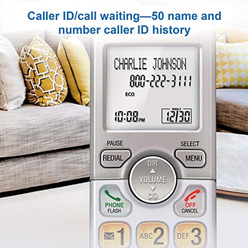AT&T EL51303 3 핸드셋 DECT 6.0 무선 집 전화 전이중 핸드셋 스피커폰, 백라이트 디스플레이, 조명 키패드, 발신자 ID/통화 대기, 전화번호부, 에코 모드, 음성 메일 키, 저소음 모드, 인터콤