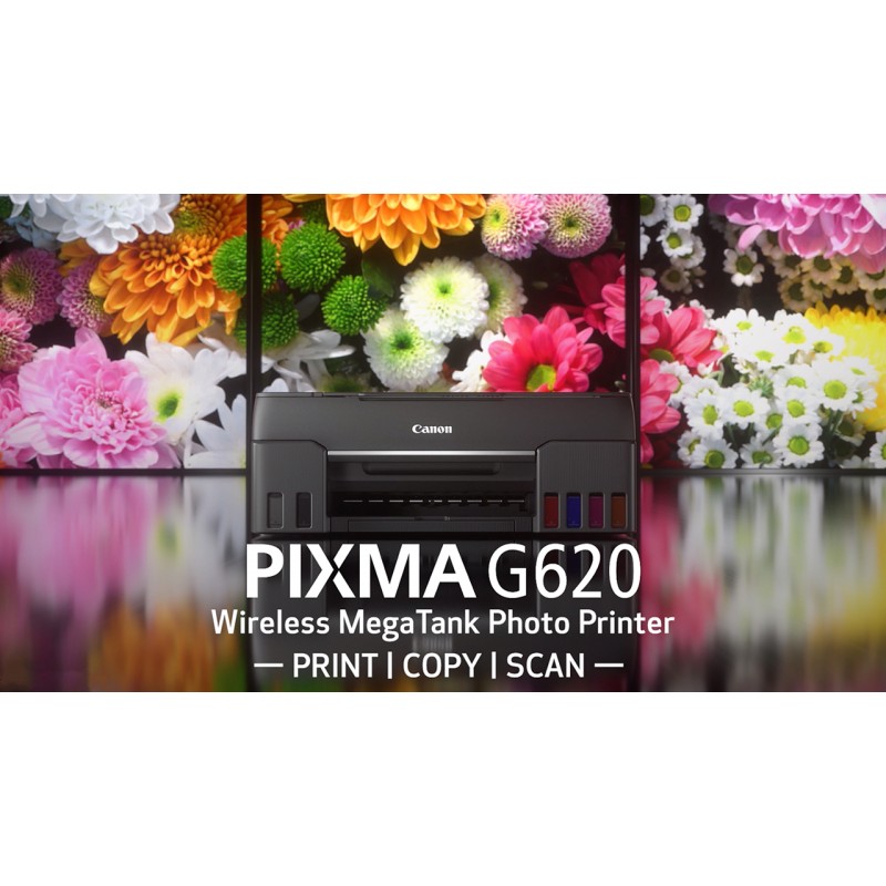 Canon PIXMA G620 무선 메가탱크 포토 올인원 프린터[인쇄, 복사, 스캔], 검정, Alexa와 작동
