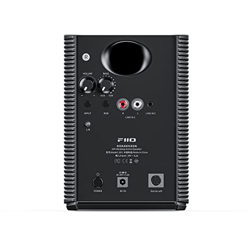 FiiO SP3 구동 HiFi 액티브 데스크탑 스피커 - AUX 오디오/RCA가 포함된 80W 스테레오 컴퓨터 스피커 및 홈 뮤직 사운드 시스템, 2웨이(검은색)