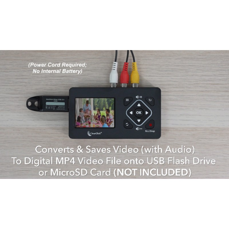ClearClick 비디오-디지털 변환기 2.0(2세대) 미니 에디션 - VCR, VHS 테이프, AV, RCA, Hi8, 캠코더, DVD, 게임 시스템에서 비디오 녹화