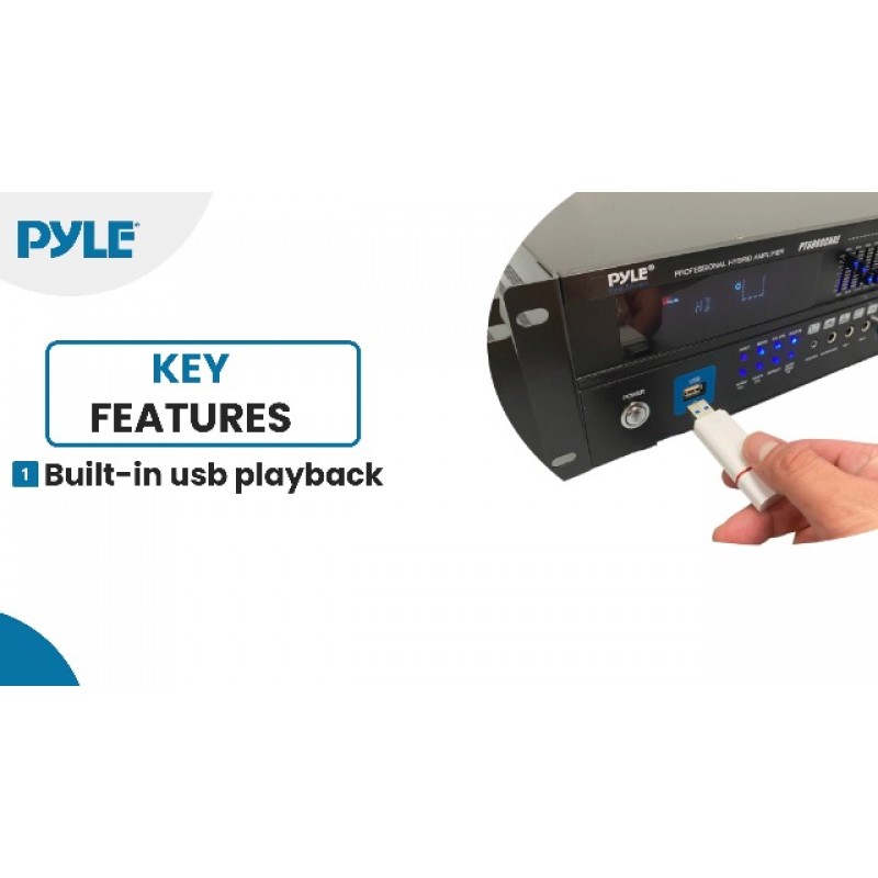 Pyle 6채널 Bluetooth 하이브리드 홈 앰프 - 2000W 홈 오디오 랙 마운트 스테레오 전력 증폭기 수신기(라디오, USB/AUX/RCA/MIC, HD/광/동축, AC-3, DVD 입력, 듀얼 10 밴드 EQ 포함) - PT6060CHAE