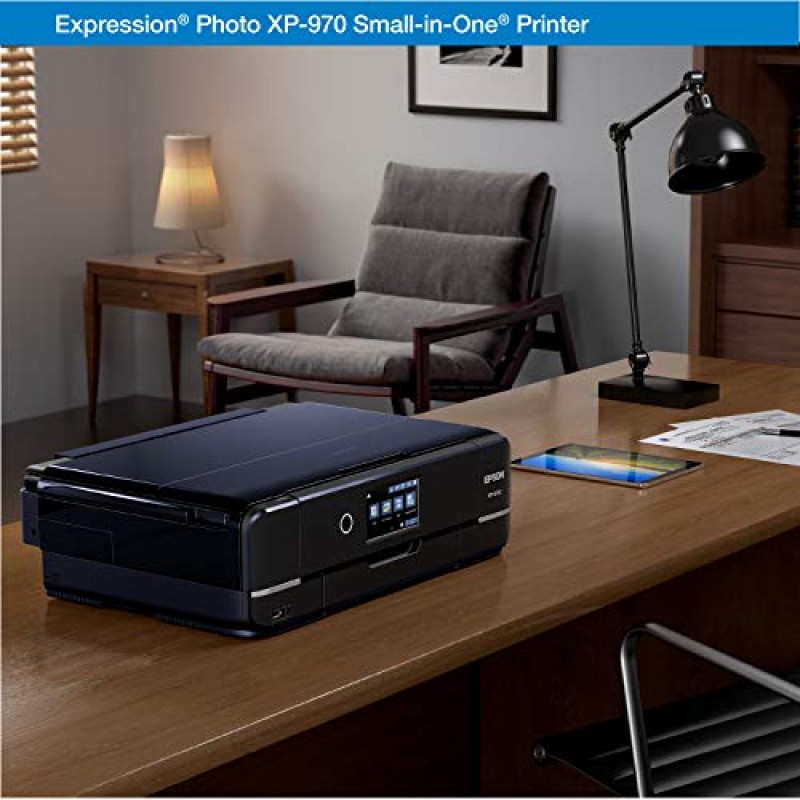 Epson Expression Photo XP-970 무선 컬러 포토 프린터(스캐너 및 복사기 포함), 블랙