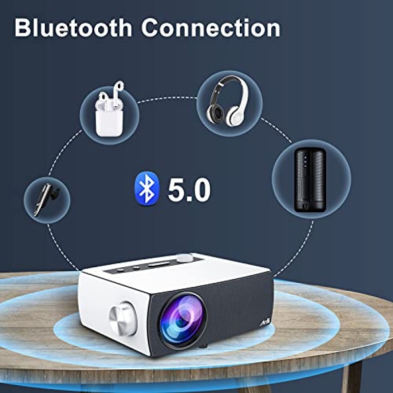 홈 시어터 프로젝터, Artlii Enjoy3 실외 5G WiFi Bluetooth 프로젝터, 무선 및 유선 미러링, TV 스틱, iOS, Android, HDMI와 호환되는 기본 1080P FHD 영화 프로젝터