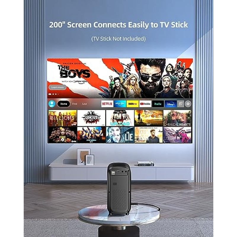 WiFi 및 Bluetooth 휴대용 미니 프로젝터: TIVENTS 야외 4K 프로젝터 iPhone 12000L용 1080P HD 영화 프로젝터 노트북 PS5 TV 스틱 Roku 태블릿과 호환되는 소형 가정용 LED 비디오 프로젝터