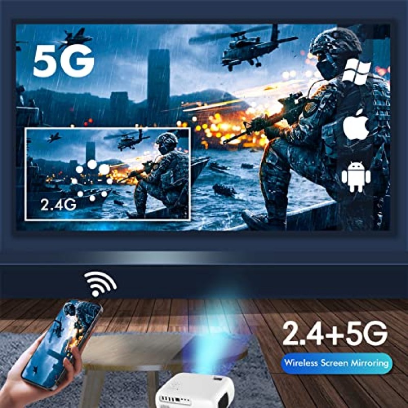 5G WiFi 블루투스 프로젝터 4K 지원, Xiaoya 풀 HD 15000L 미니 휴대용 프로젝터, 300