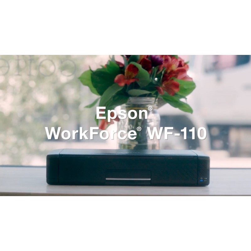 Epson Workforce WF-110 무선 컬러 모바일 프린터, 흰색, 소형, 검정색