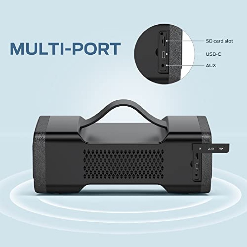 Oraolo Loud Bluetooth 스피커 - 업그레이드 40W 무선 휴대용 대형 스피커 스테레오 사운드, IPX6 방수, USB/AUX 입력 지원, 홈 파티 야외용 내장 마이크