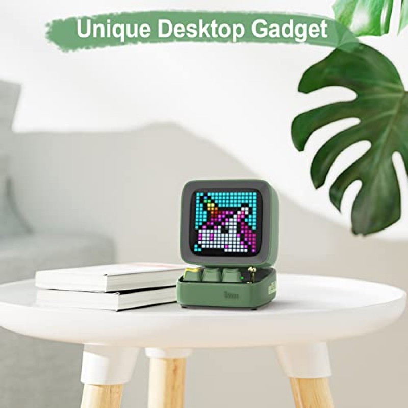 Divoom Ditoo 프로그래밍 가능한 픽셀 아트 LED-블루투스-스피커 표시-시계 이모티콘 DIY 디자인 무선 앱 제어(녹색)가 포함된 홈 웨딩 파티 장식용