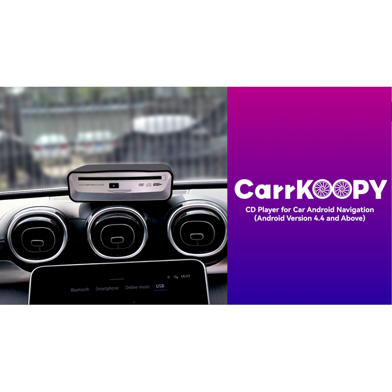 Carrkoopy USB 외부 자동차 범용 CD 플레이어 USB 연결 USB 포트 플러그 앤 플레이가 있는 차량용 안드로이드 내비게이션/TV/노트북 데스크톱용 휴대용 CD 플레이어(안드로이드 버전 4.4 이상)