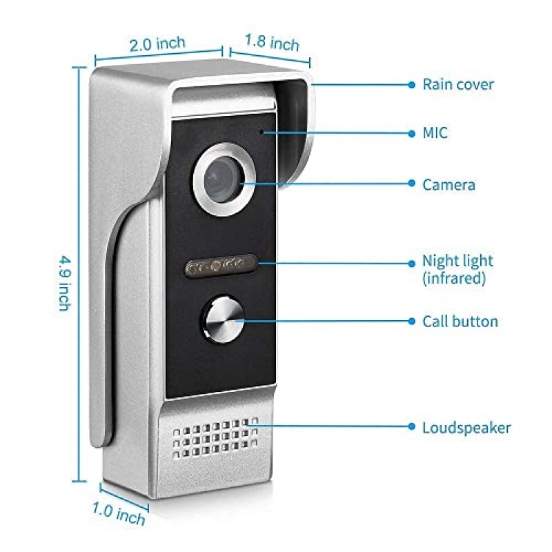 AMOCAM 비디오 인터콤 시스템, 7인치 모니터 유선 비디오 도어폰 초인종 키트 + 전자 도어록