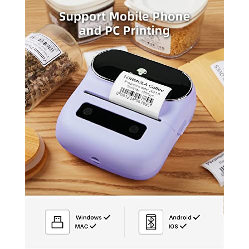 Phomemo 라벨 메이커, 바코드, 주소, 가정, 우편물 발송, 중소기업, 의류, 3개의 라벨이 있는 휴대용 라벨 메이커 PL용 Bluetooth 라벨 프린터