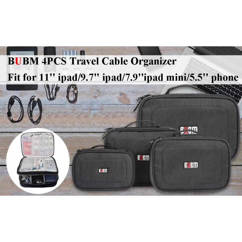 BUBM 4 개/대 컴퓨터 케이블 전자 주최자 여행 포장 가제트 가방 파우치 케이블, 외부 플래시 드라이브, 마우스, 메모리 카드, 전원 은행