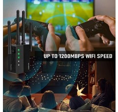 2023 최신 WiFi 확장기 무선 부스터 1200Mbps 범위 최대 9500평방피트 및 35개 장치, 가정용 WAN/LAN 포트 인터넷 부스터가 있는 리피터 신호 증폭기