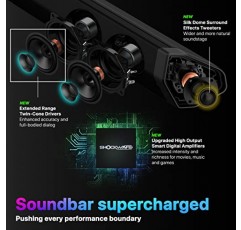 Nakamichi Shockwafe Elite Bluetooth 7.2.4 채널 Dolby Atmos/DTS:X 사운드바, 듀얼 8인치 서브우퍼(무선), 후면 서라운드 스피커 2개, eARC 및 SSE Max 기술, 블랙