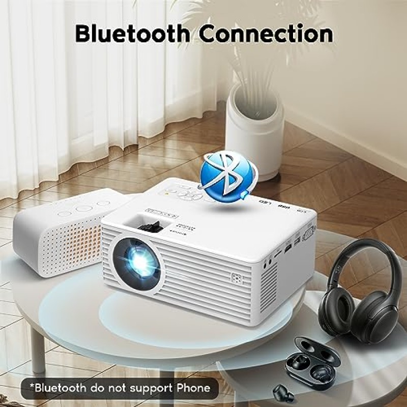 5G WiFi 및 Bluetooth(삼각대 포함)가 포함된 미니 프로젝터, 1080P 지원 10000Lm 야외 프로젝터, TV 스틱, iOS, Android, PS5, HDMI, USB와 호환되는 휴대용 영화 프로젝터