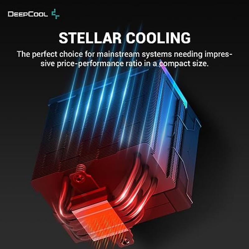 DeepCool AK620 디지털 CPU 공기 냉각기 강력한 260w TDP 6 구리 히트파이프 듀얼 타워 CPU 냉각기(상태 표시 화면 및 ARGB LED 스트립 포함) LGA 1700/1200/1151/1150/1155/AM5/AM4용 120mm FDB 팬