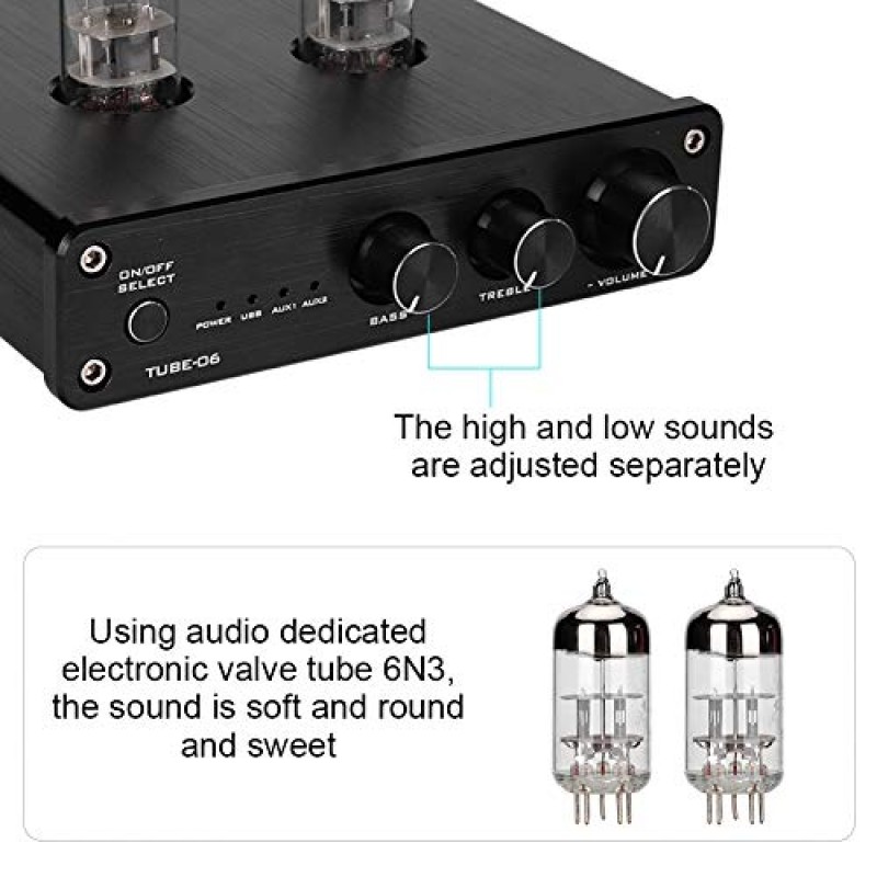 TUBE-06 프리앰프 - 오디오 인터페이스 밸브 튜브 담즙 프리앰프/보드 버퍼 HiFi 스테레오 프리앰프 - 홈 시어터 시스템에 적합(US 플러그)