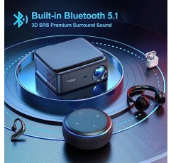 5G WiFi 블루투스 프로젝터, 350인치 디스플레이를 갖춘 YABER 네이티브 1080P 야외 영화 프로젝터, 18000L 홈 시어터 비디오 프로젝터 지원 4K,4P/4D 키스톤, 줌, Android/iOS/전화/HDMI/PS5(회색)
