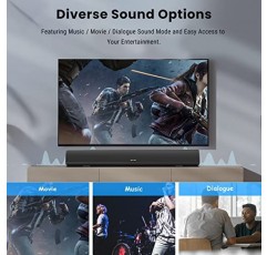 사운드 바, HDMI-ARC 기능을 갖춘 Bestisan 80W 홈 시어터 사운드바 시스템, 유무선 Bluetooth 5.0 오디오 스피커(고음/저음 조절 가능, 34인치, 벽 장착 가능)