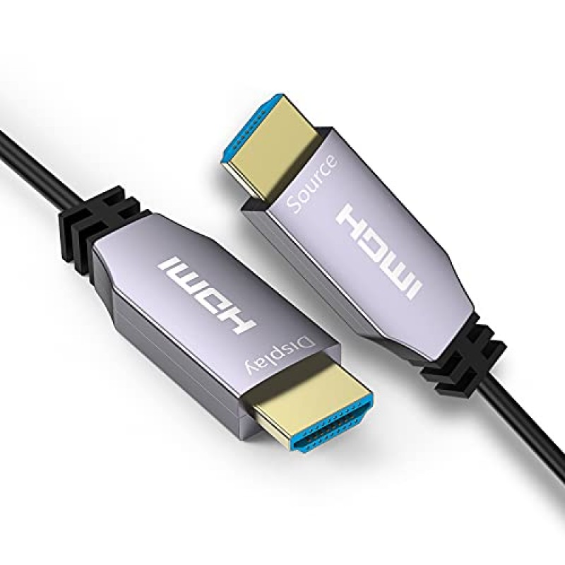 NIUBB HDMI 케이블 150피트 4K@60Hz, 광섬유 HDMI 2.0b 케이블은 18.2Gbps, HDR10,ARC,HDCP2.2,3D, 서브샘플링 4:4:4 슬림하고 유연함을 지원합니다.