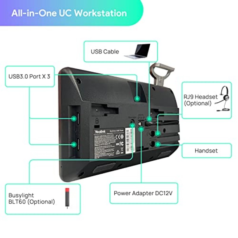 Microsoft Teams용으로 인증된 Yealink MP50 USB 전화 핸드셋 비즈니스용 Skype, 내장 Bluetooth 모바일을 데스크톱 전화로 전환, PC용, VoIP 시스템에 SIP 계정 등록을 지원하지 않음