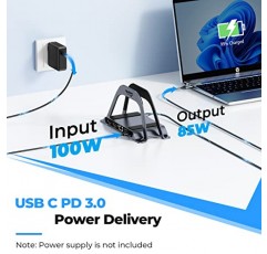 4URPC 노트북 도킹 스테이션 듀얼 모니터, HDMI 포트 2개, USB 포트 3개가 있는 USB C 도킹 스테이션, SD/TF, PD3.0, RJ45 이더넷, 3.5mm 오디오, Dell/Hp/Lenovo/Surface용 수직 도킹 스테이션 스탠드