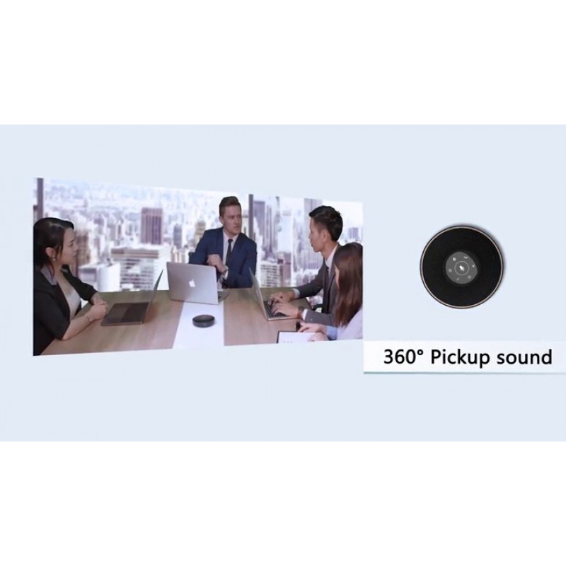 EMEET Bluetooth 스피커폰 M2 회색 회의 스피커, 홈 오피스용 아이디어 360° 음성 픽업 AI 에코 및 소음 제거 마이크 4개, Skype USB 스피커폰 최대 8명용 AUX 입력/출력