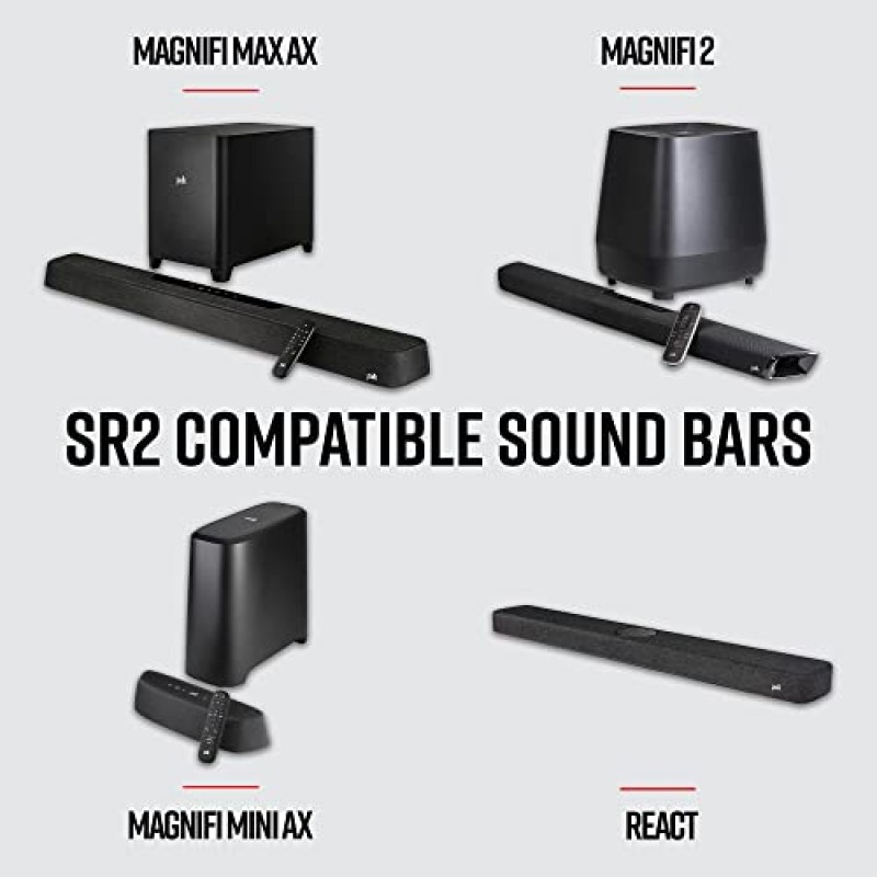 일부 React 및 Magnifi 사운드 바용 Polk Audio SR2 무선 서라운드 사운드 스피커 - 몰입형 간편한 설정, 다중 배치 옵션, 2개(1팩)